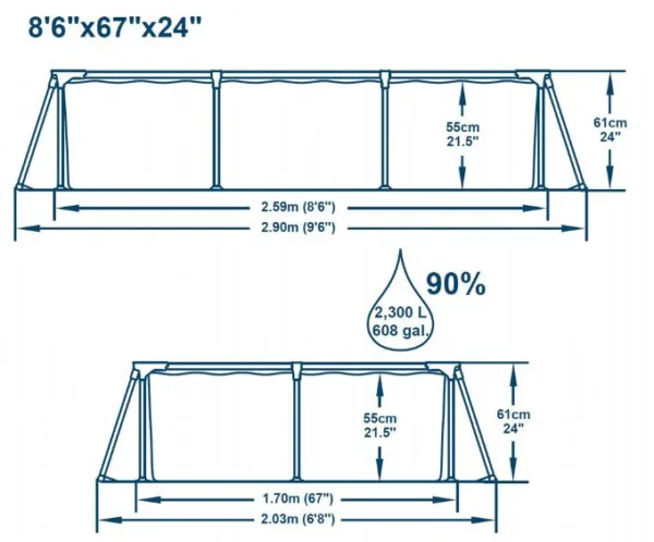 Barn & Familjepool - Steel Pro pool 2.300L 259x170x61 cm Bestway pool 56403 - Bild 3